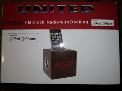 FM CLOCK RADIO CON DOCKING STATION per I-PHONE e I-POD